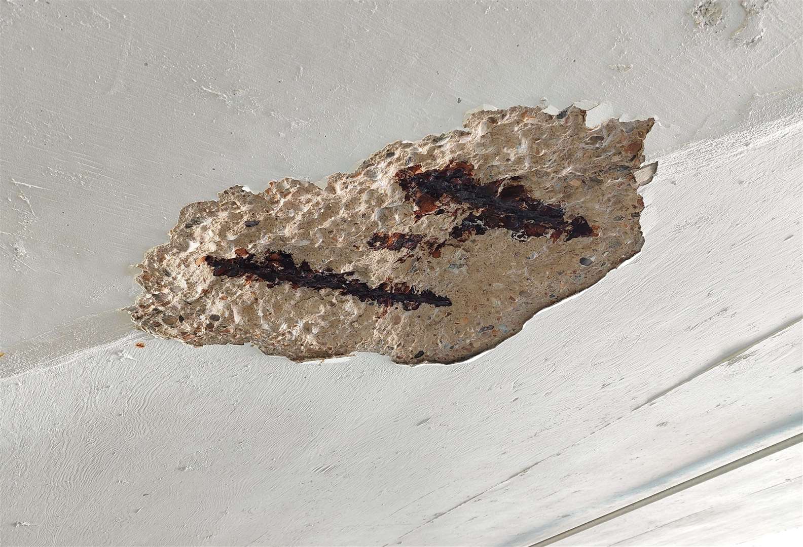 Part of the damaged concrete on the second storey