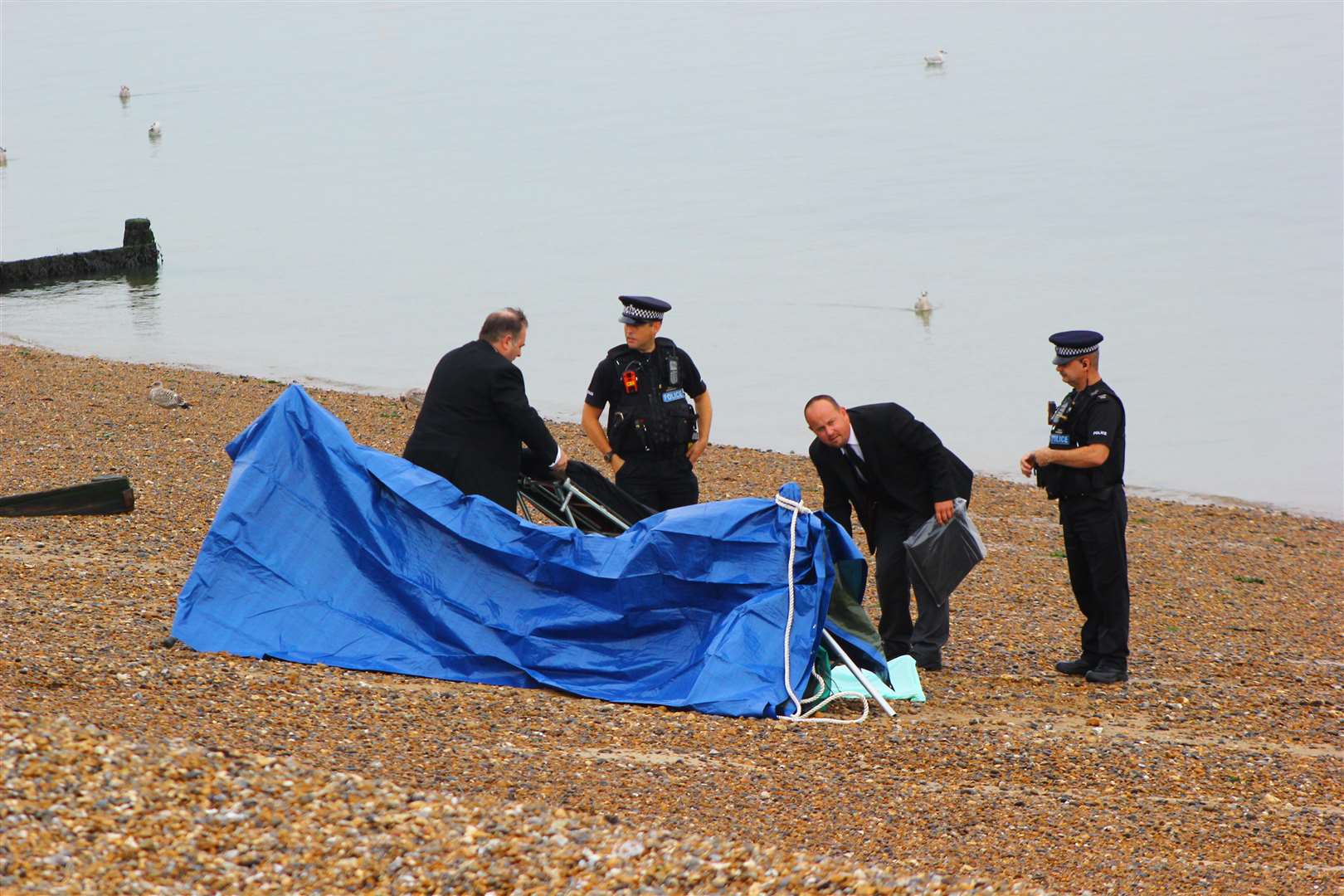Police at the scene on Herne Bay beach