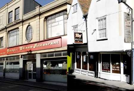 Yeungs Chinese restaurant (left) and the Raj Indian at Faversham were raided by immigration officers