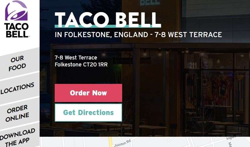 Taco Bell has listed Folkestone as a new location on its site