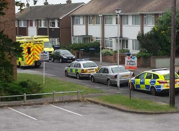 Police and ambulance were called after a woman fell from a second floor window
