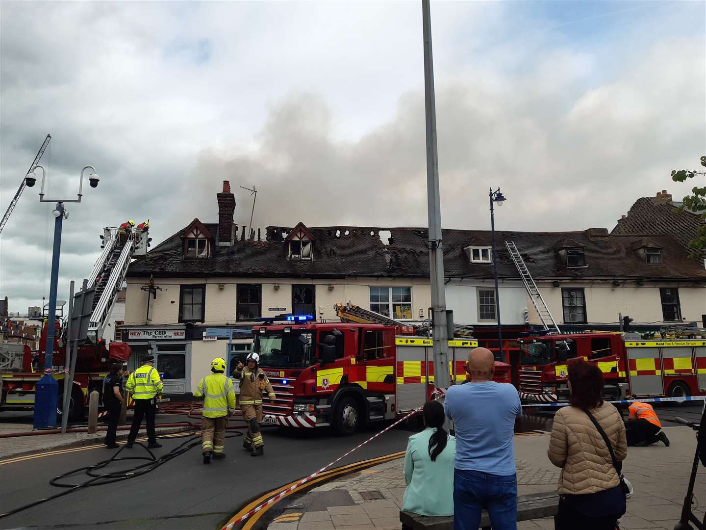Fire crews on the scene on Thursday. Picture: Mandy Yates