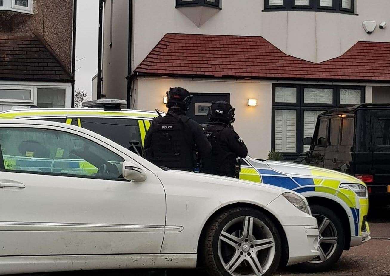 Police were seen outside a property in Princes Road, Dartford