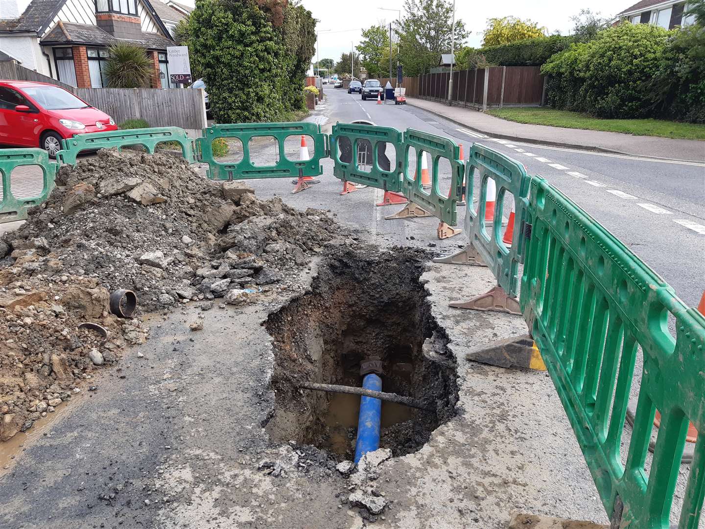 The first burst main in Herne Bay occured at around 9.30am yesterday (34253005)