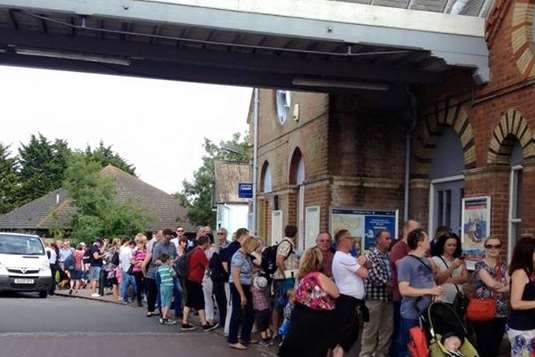 Queues at Herne Bay train station.