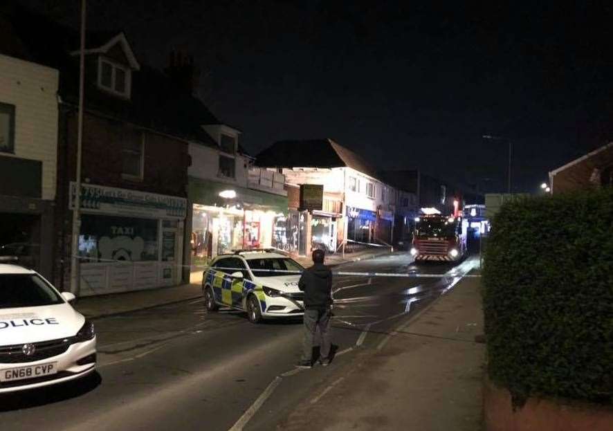 Police and firefighters were called to West Street, Sittingbourne, after the fire broke out. Picture: Let's Go Green Cabs