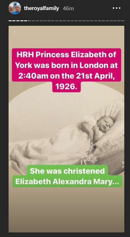 A photo of Princess Elizabeth on the Royal Family’s Instagram Stories (Screengrab/PA)