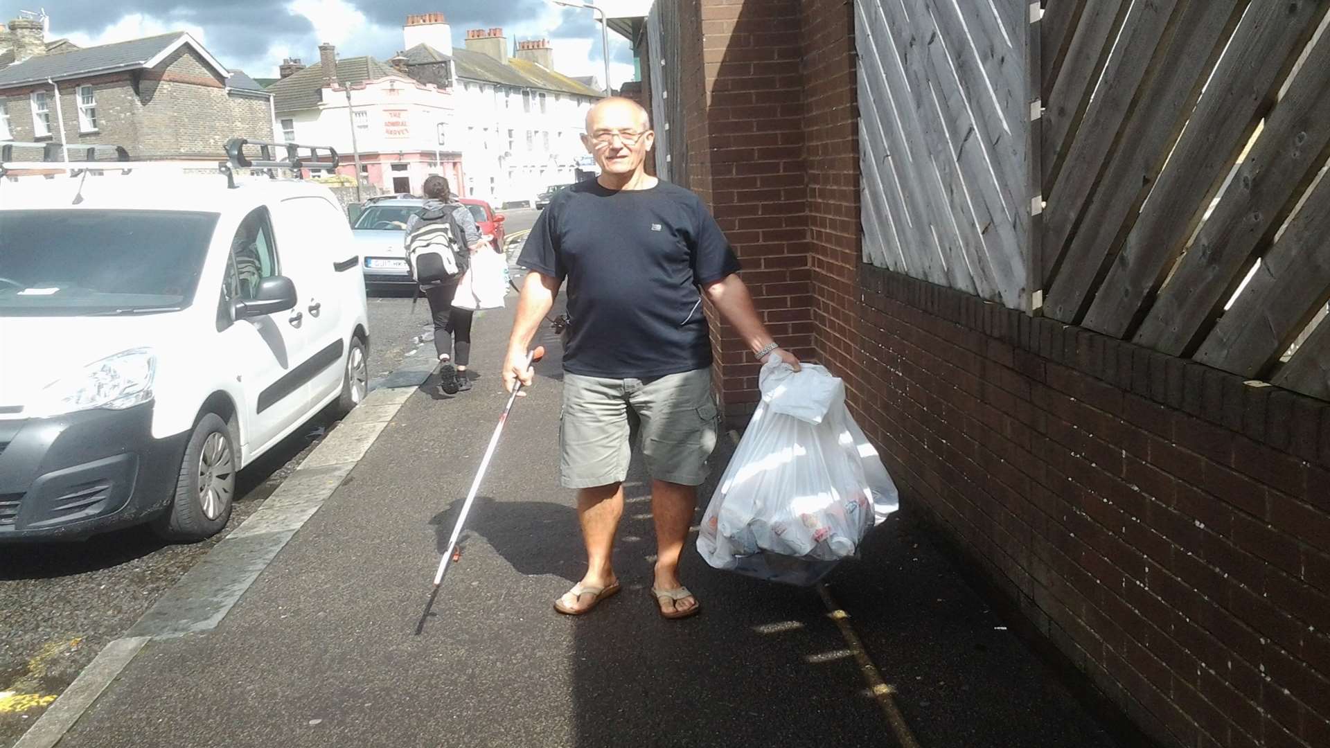 Resident Paul Pearson picking litter at Bridge Street, Dover, near Morrisons