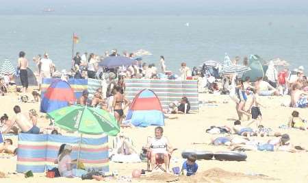 Thousands top up the tan on the beach at Ramsgate. Picture: PAUL DENNIS