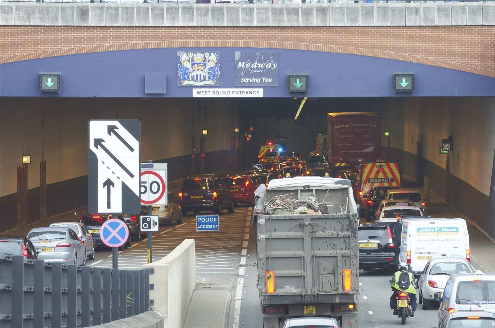 The west-bound Medway Tunnel was blocked by the accident. File picture