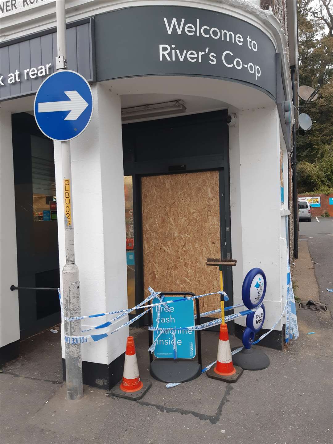 The damage to the River Co-op just after the raid
