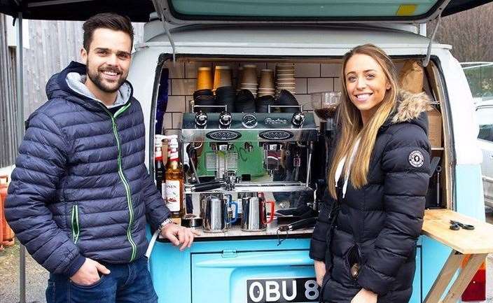 Aron and Olivia renovated a VW Camper into a café during the pandemic. Picture: Little Travelling Bean. Picture: Gina Mills
