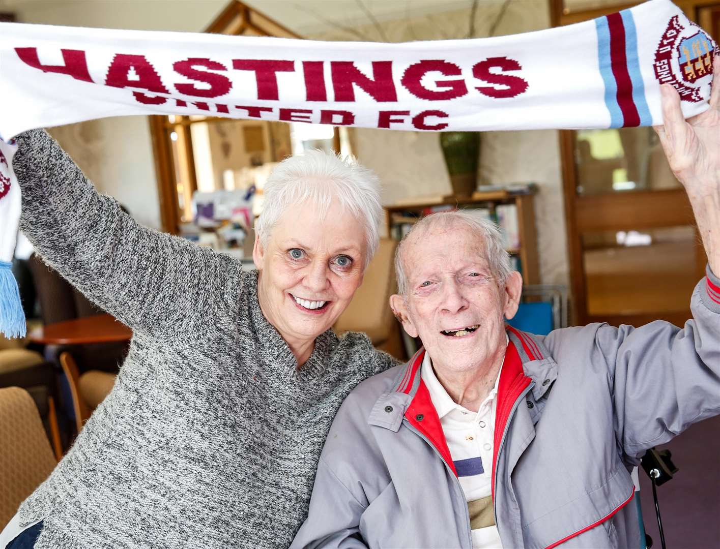 Lynn Walters and Gordon Mills who were taken to Hastings to watch the football in VIP style