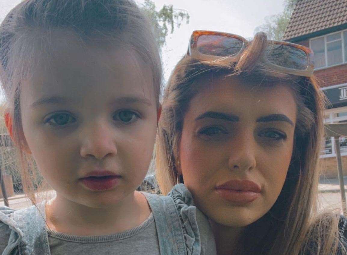 Three-year-old Billie-Ann, pictured with mum Emily Gibbs, has lived in eight properties in her short life, including in Ashford, Folkestone, Sittingbourne and Faversham. Picture: Emily Gibbs
