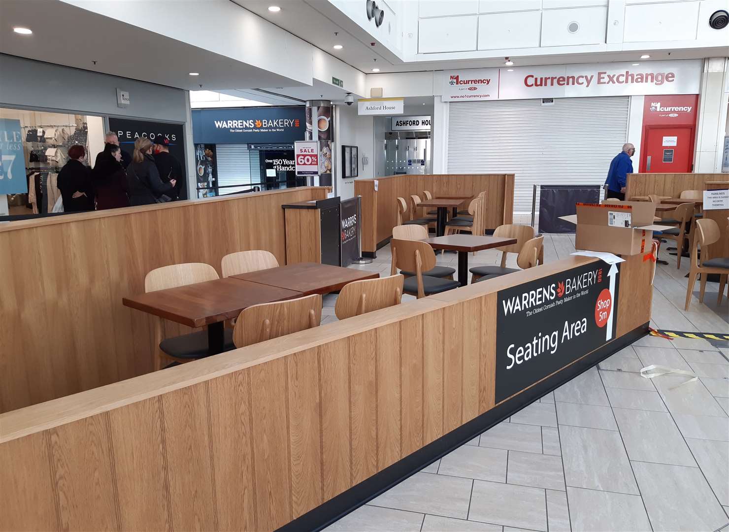 The former Warrens Bakery seating area in County Square