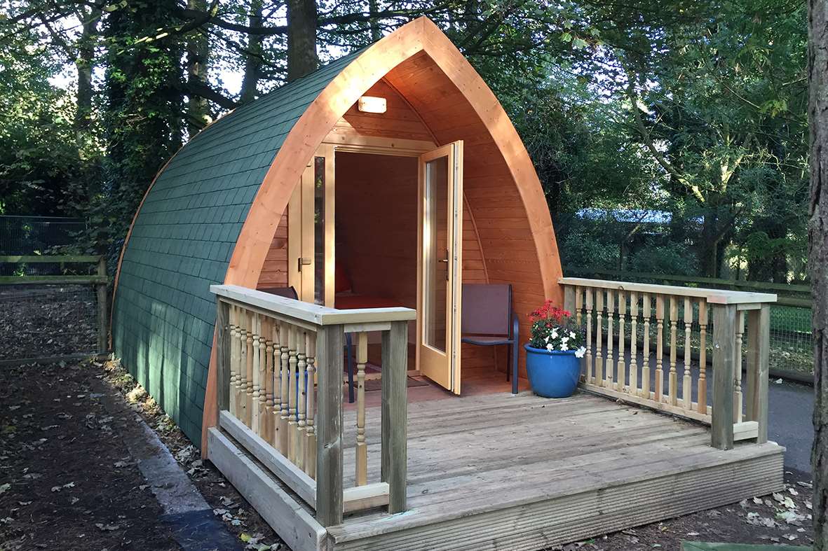 A Pinewood camping pod