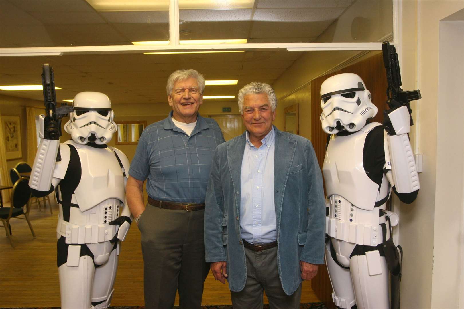 Dave Prowse, left who played Darth Vader and his brother, Bob Prowse, former owner of the Maidstone gym which bears his name, at Hawkhurst Golf Club