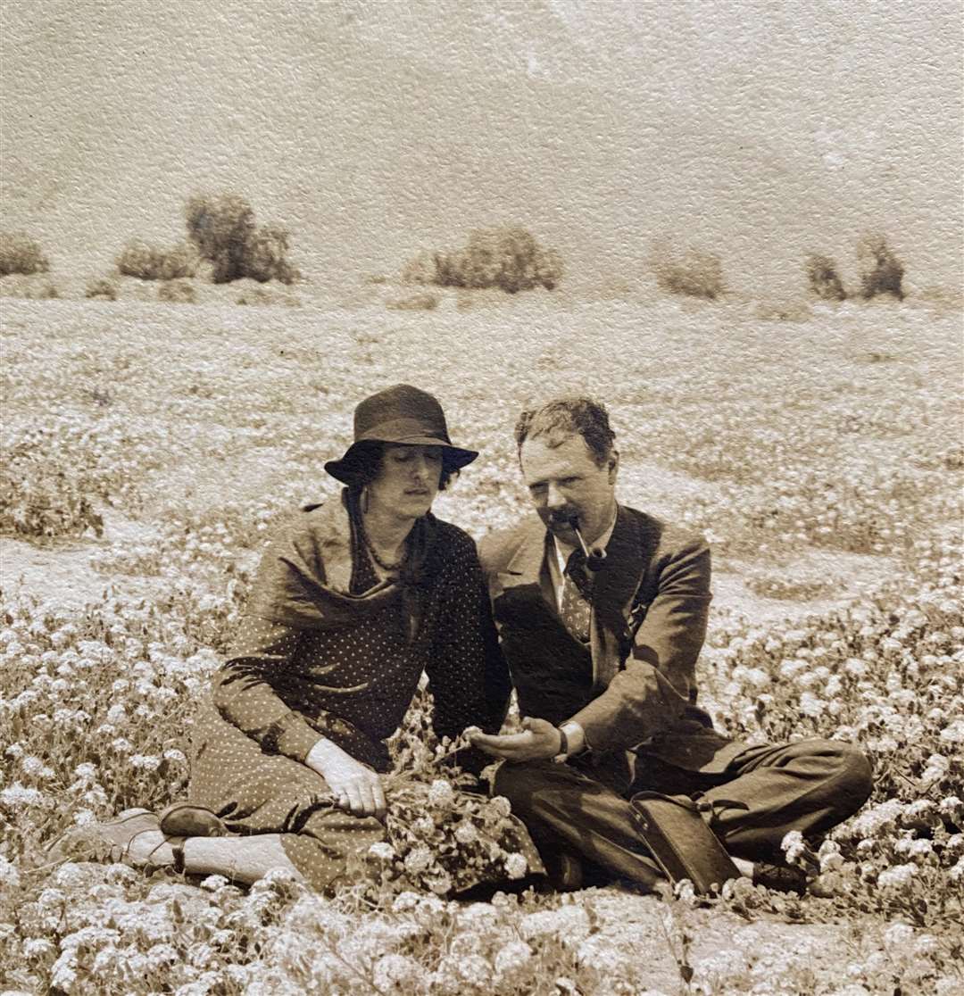 Vita Sackville-West and Harold Nicolson admire wildflowers in California