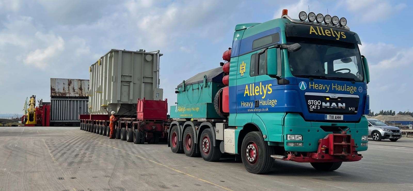 The 280-tonne transformer moved to the Grain power station which led to the main road to the village to be closed while it was safely moved to the new site. Picture: Allelys