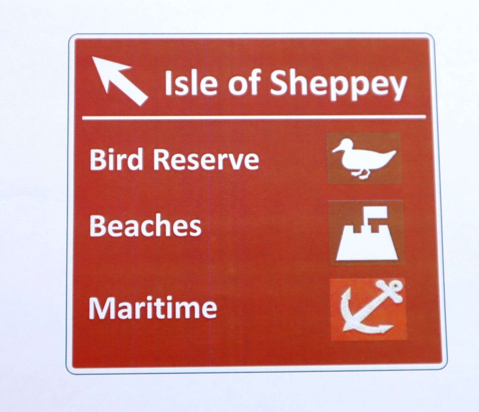 How the long-awaited brown tourist sign to the Isle of Sheppey will look on the M2