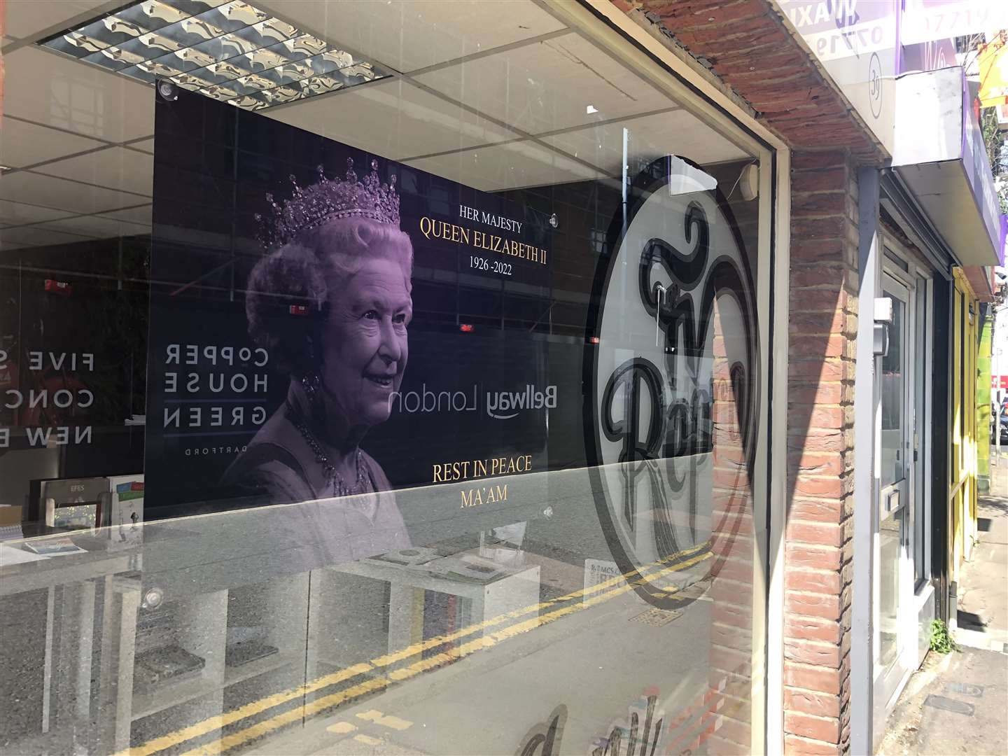 Signs remembering the late monarch's reign have been put up