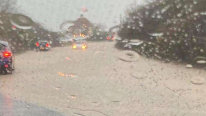 Flooding in Chestfield Road, Whitstable. Picture: Michelle Flahaut