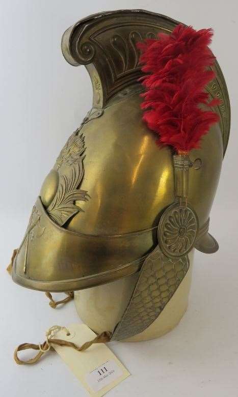 One of the firemen's helmets up for sale