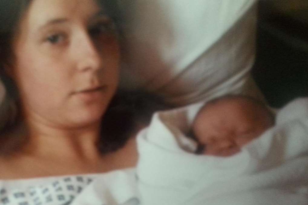 Roxanne with her daughter soon after she was born