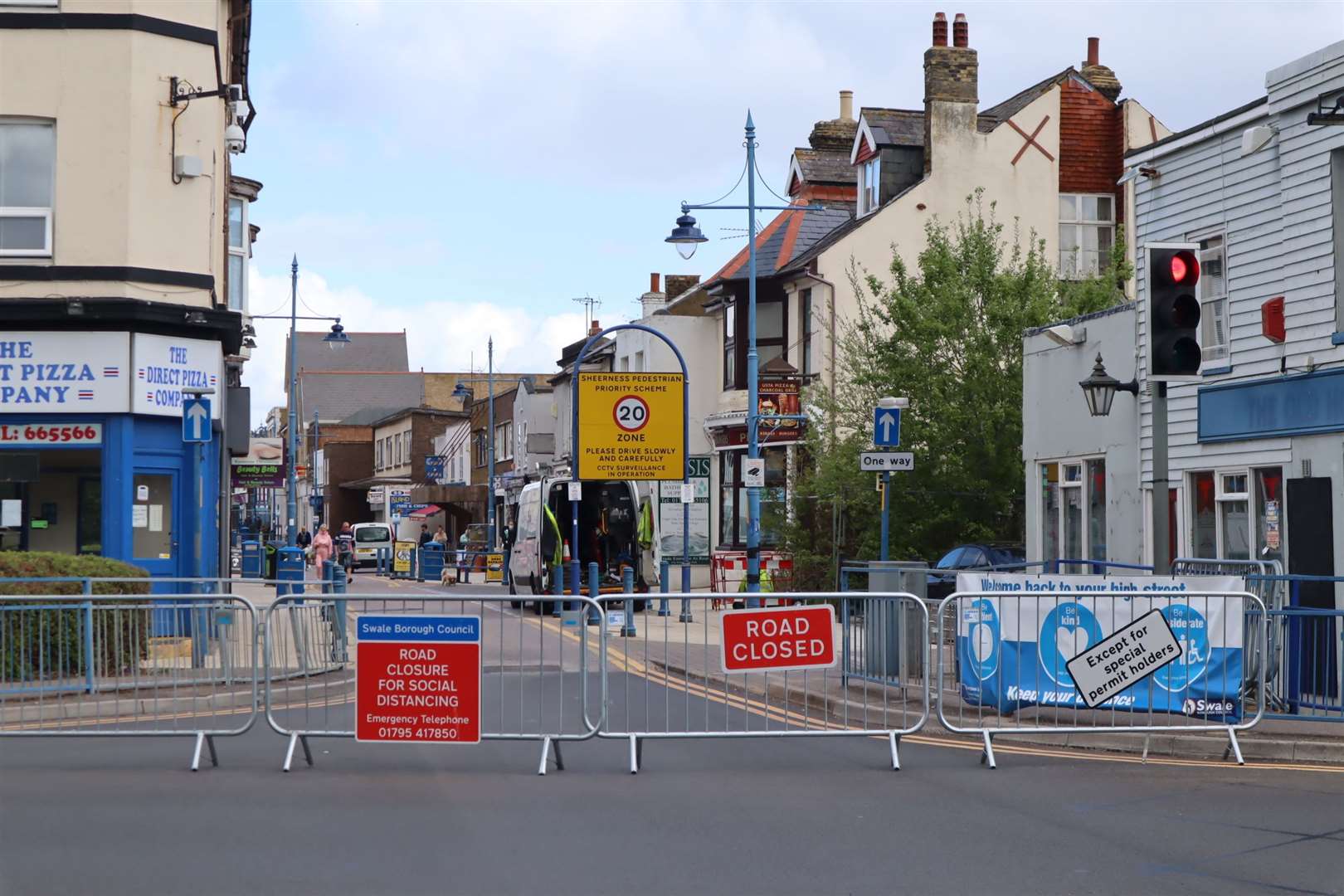 Barriers close off Sheerness High Street to traffic Monday to Saturday from 10am to 4pm