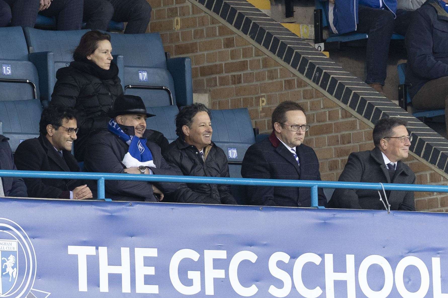 Brad Galinson watching from the directors' box alongside chief operating officer Paul Fisher