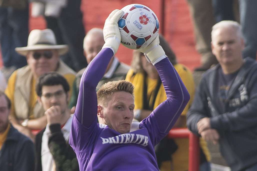 Time and again Lee Worgan has proved a safe pair of hands between the sticks for Maidstone this season Picture: Andy Payton