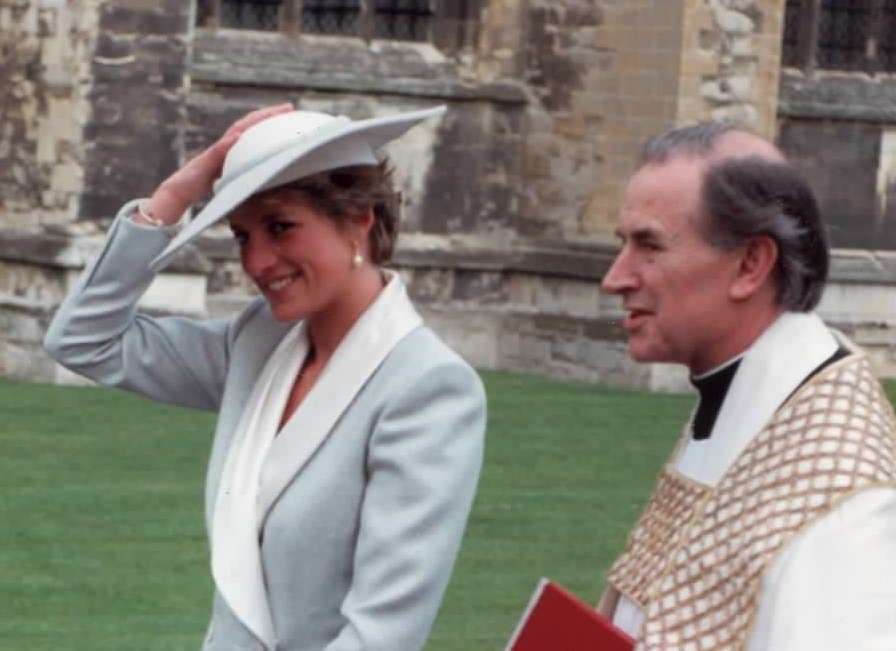 Princess Diana with Dean, Very Rev John Simpson on a visit to the Cathedral in 1991.