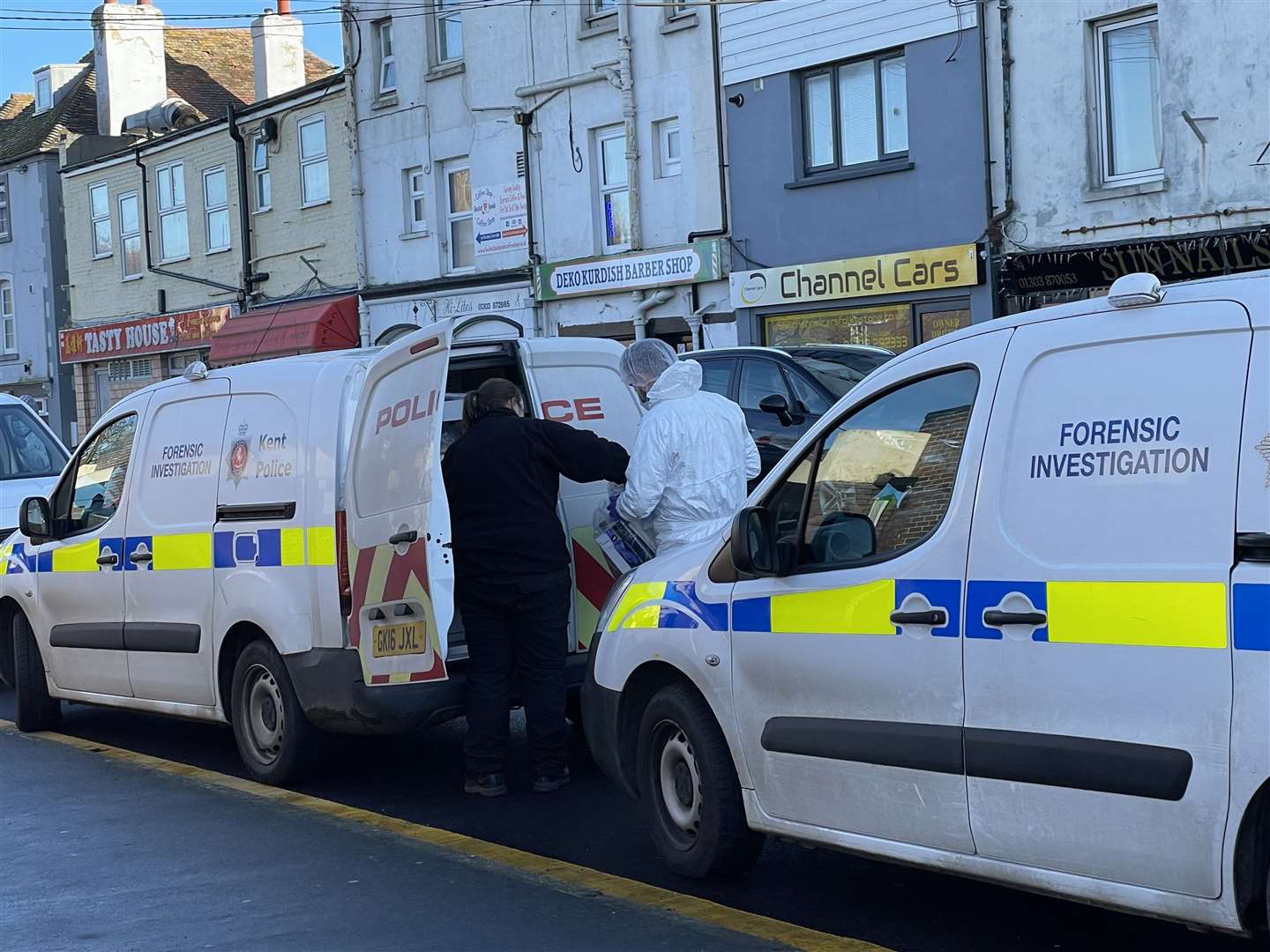 Forensics teams at the scene earlier this year