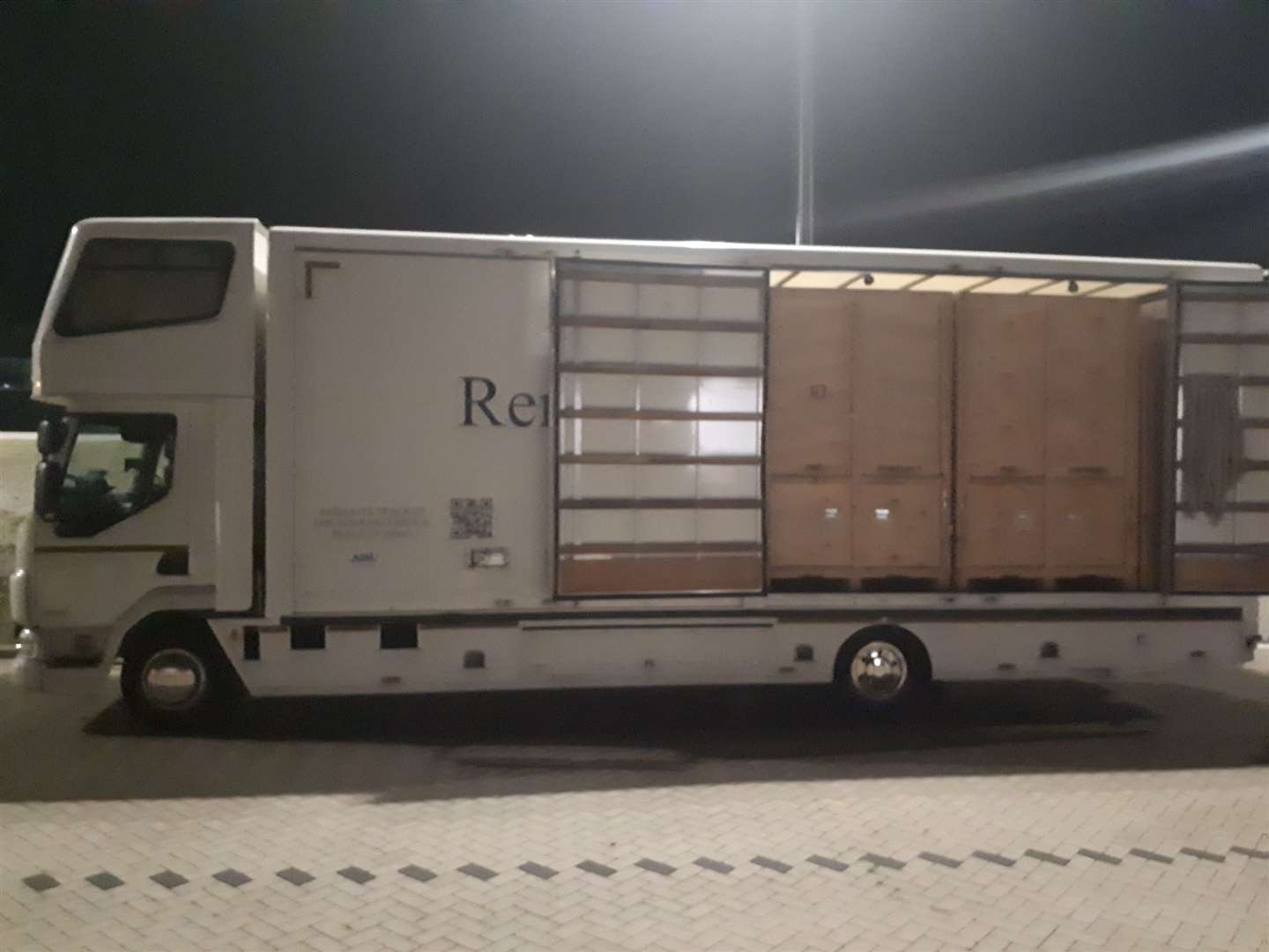 The removals truck used by Wright on the trip to the Netherlands where he was arrested. Picture: NCA