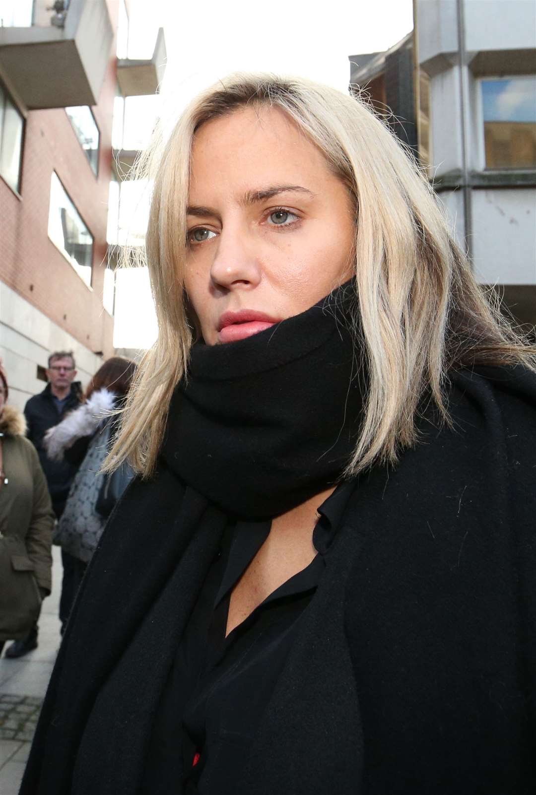 Flack, photographed outside court in December after pleading not guilty to assaulting her boyfriend Lewis Burton (PA)