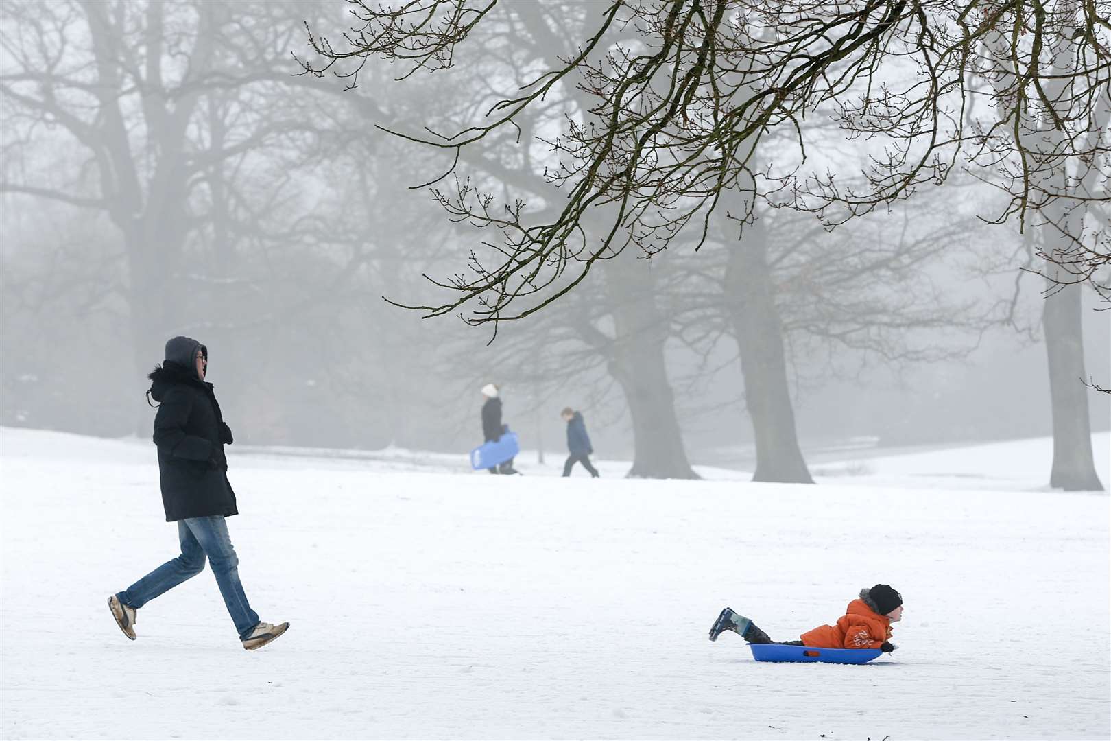 Snow scenes and sledging at Dunorlan Park, Tunbridge Wells in 2018. Picture: Matthew Walker