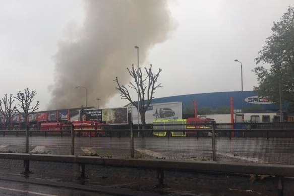 The fire at a motorbike shop caused traffic chaos