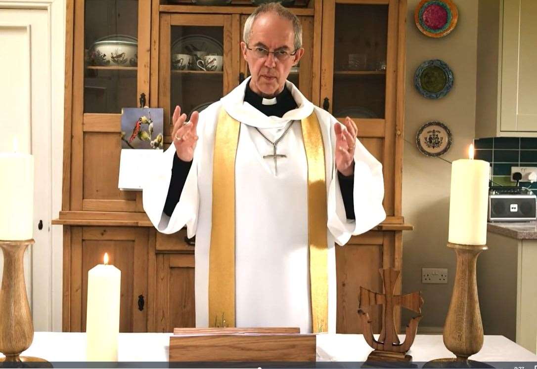 Archbishop of Canterbury Justin Welby ecorded an Easter sermon from his kitchen. Picture: The Church of England