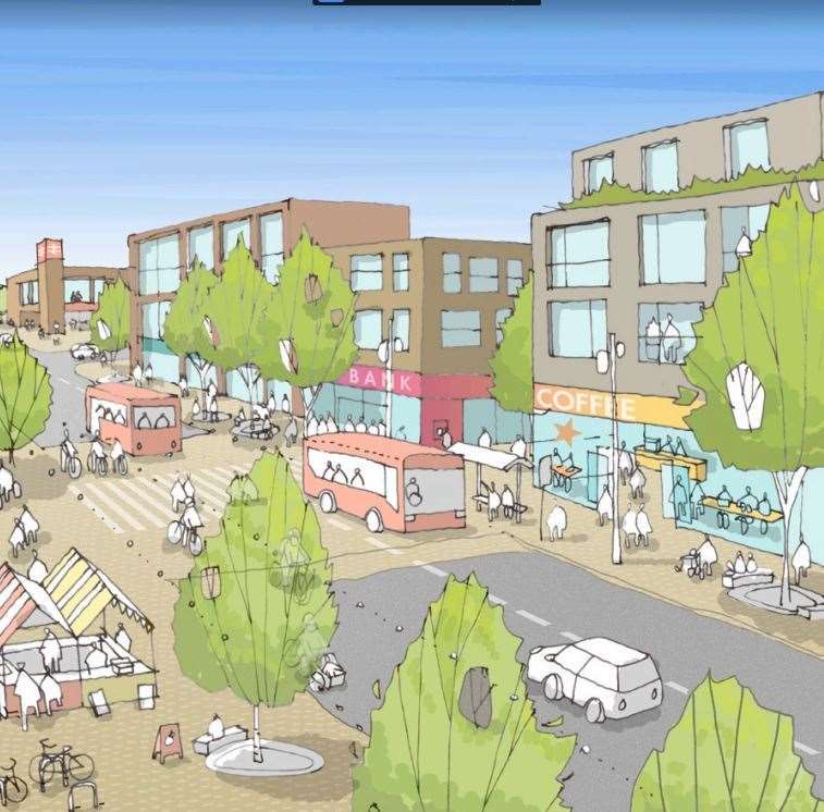 Artist's impressions of the proposed Heathlands garden community near Lenham. Picture: Maidstone Borough Council/Barton Willmore (21369142)