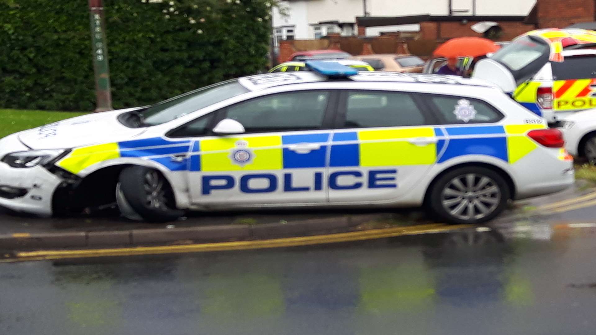 The front of the BTP car was damaged in the crash