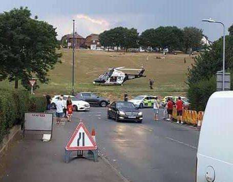 Kent Air Ambulance landed at the time