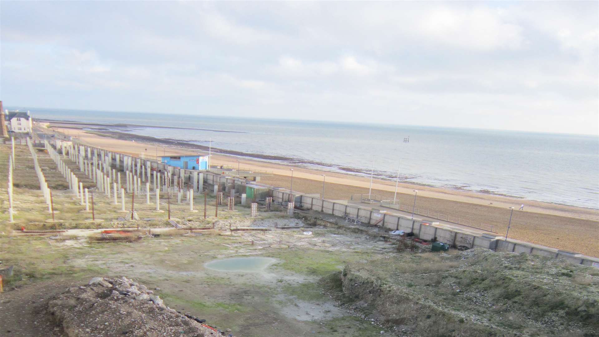 Half-finished foundations at the derelict site on Ramsgate seafront
