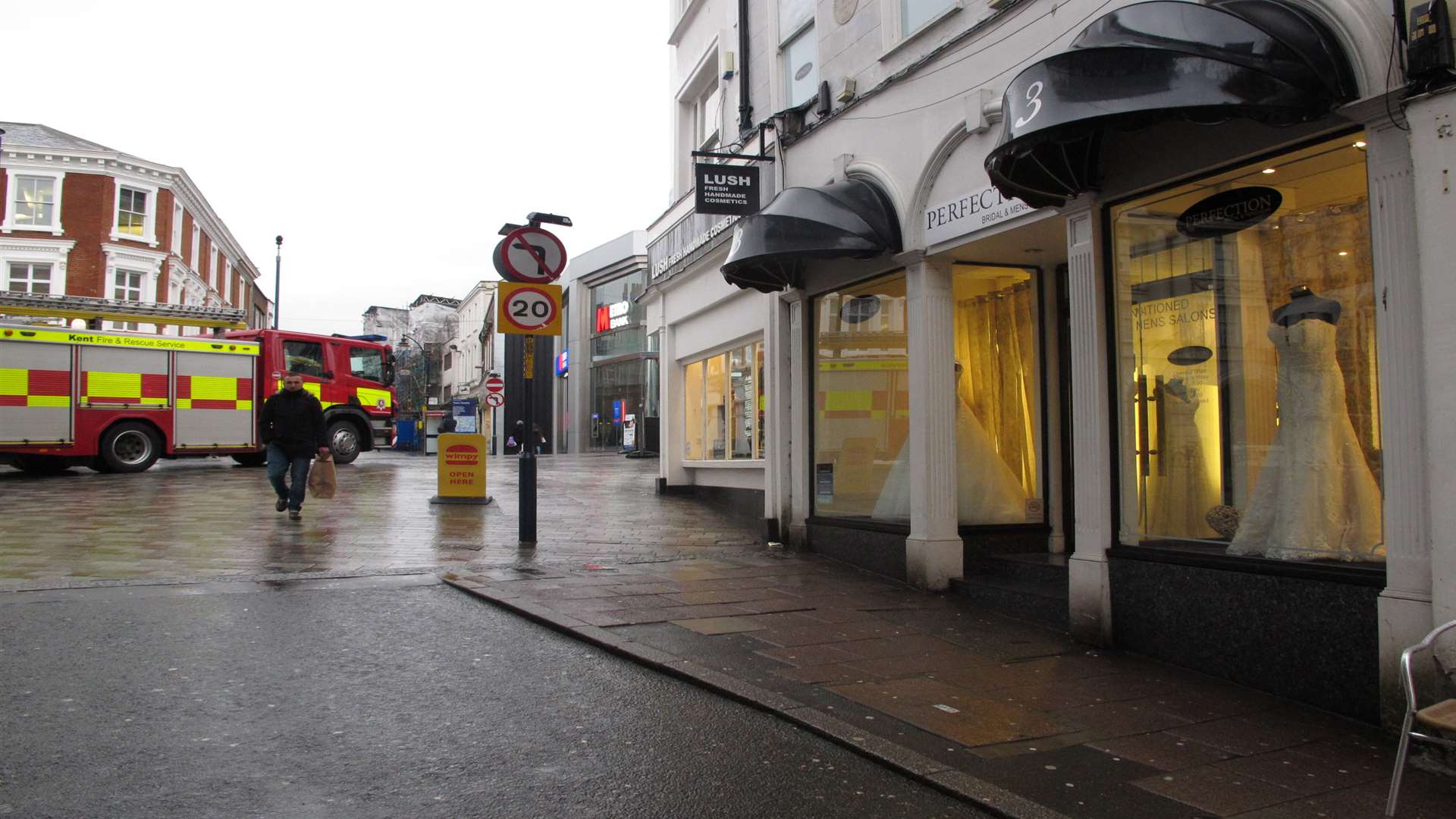 Firefighters checked in Lush and Perfection Bridal and Menswear before deciding it was a false alarm