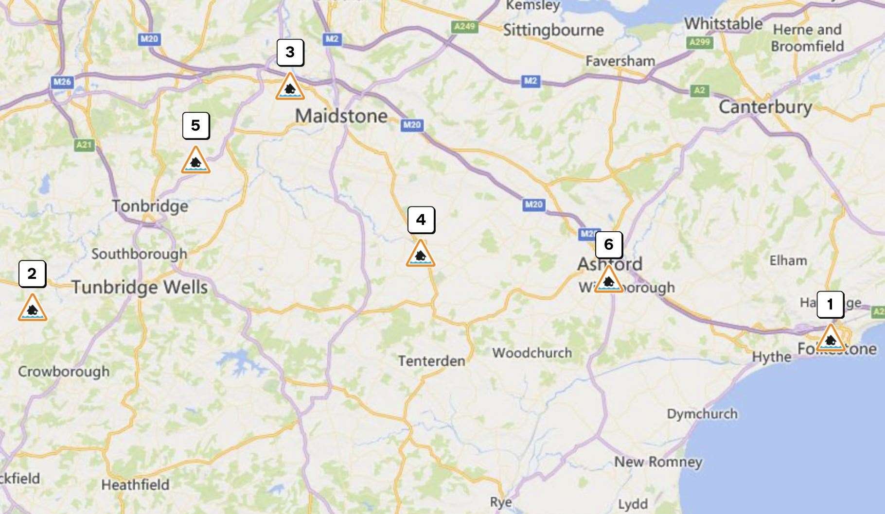 The Environment Agency has issued food alerts across Kent. Image: Environment Agency