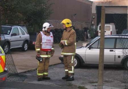 Firefighters at the scene of the blaze. Picture: MIKE PETT