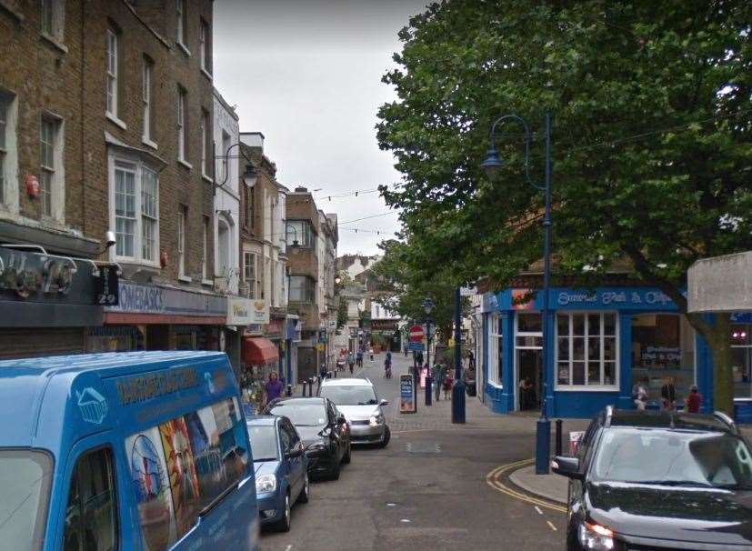 The incident happened in Queen Street, Ramsgate. Picture: Google.