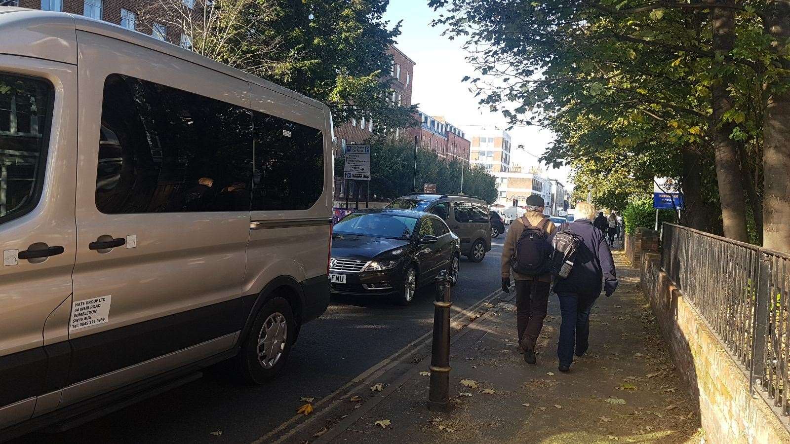 There were lengthy queues along New Dover Road in Canterbury following the incident