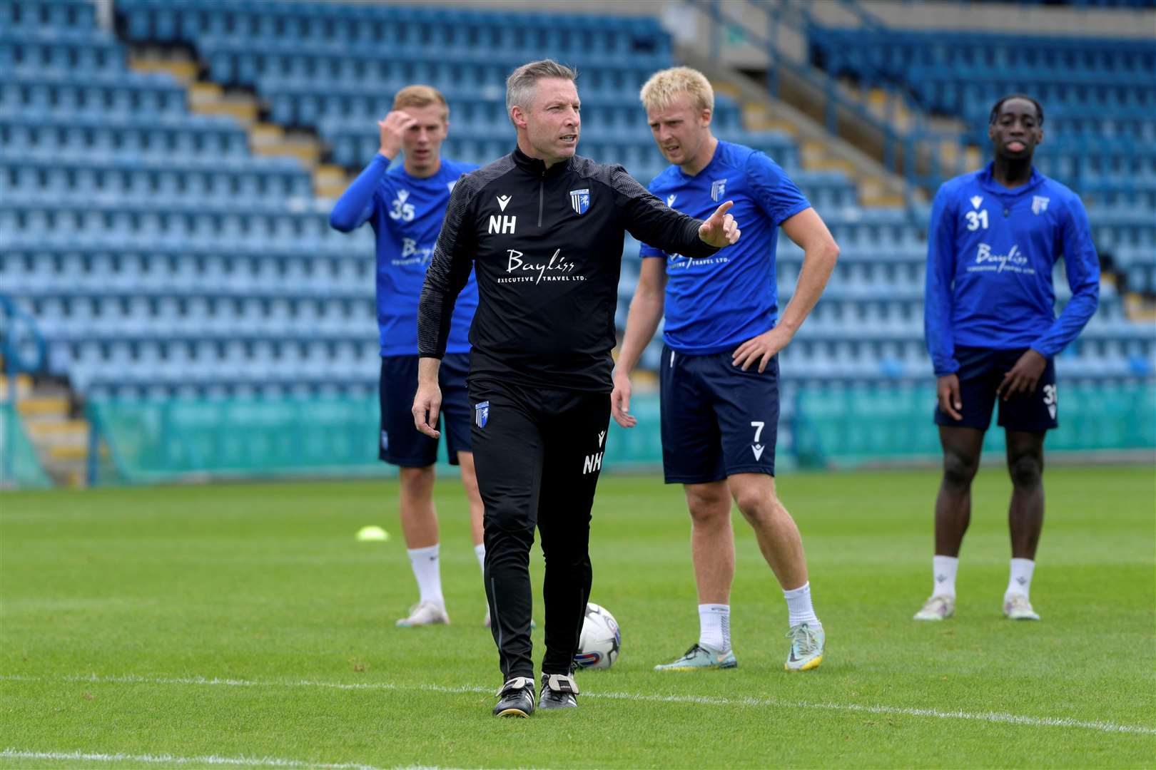 Manager Neil Harris opens the training session Picture: Barry Goodwin