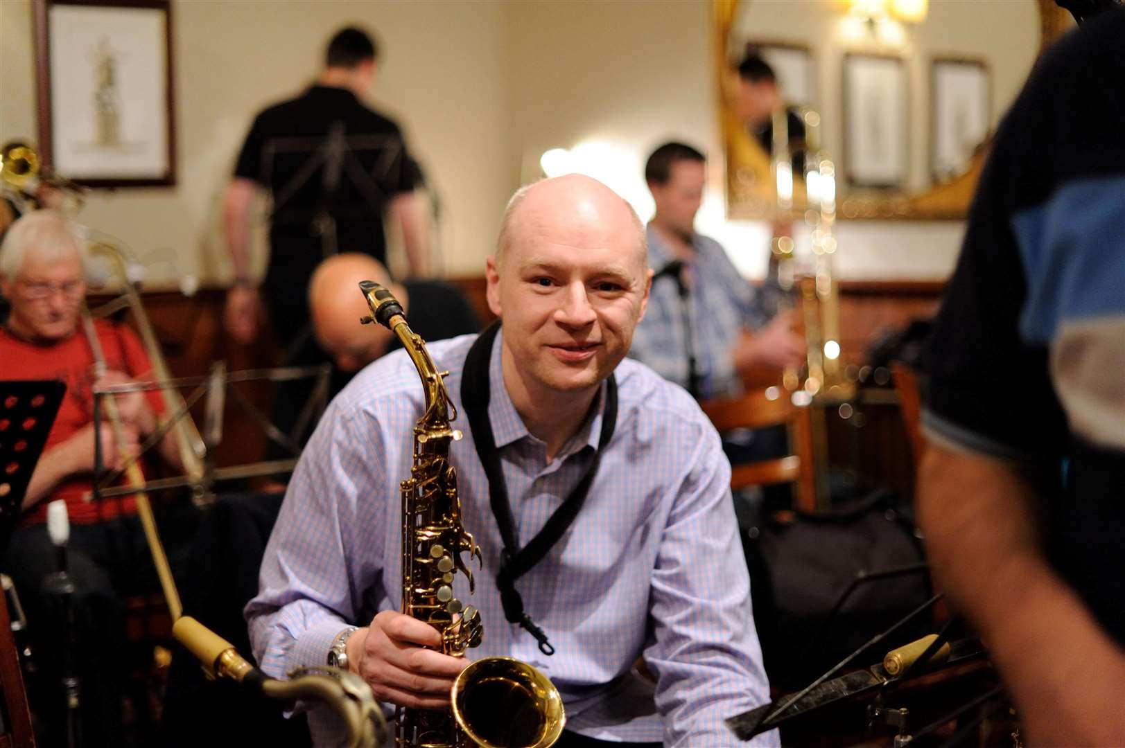 Nick Beston with his saxophone. Picture: National Brain Tumour Research