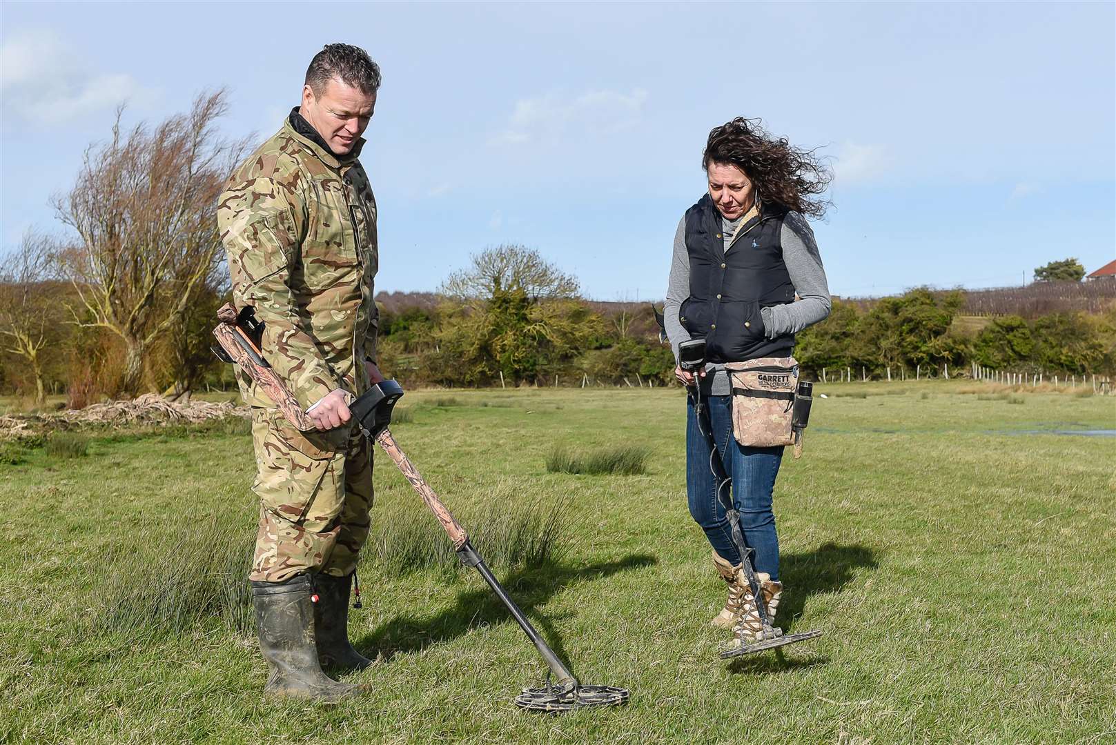Ricky Shubert and Rachel Carter found a gold Saxon pendant while metal detecting. Picture: Alan Langley